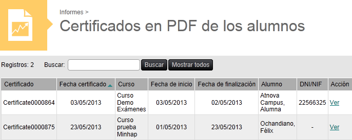Certificados en PDF