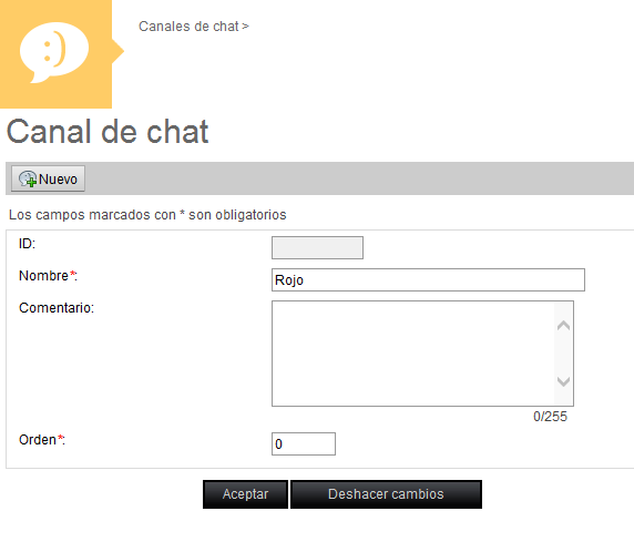 Nuevo canal chat