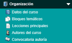 Captura de las Opciones de la sección Organización