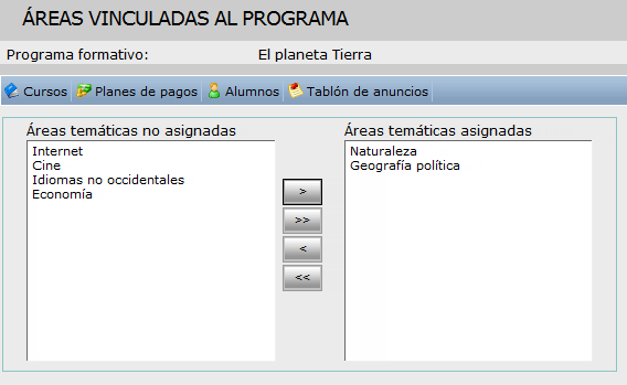 Áreas Programa formativo