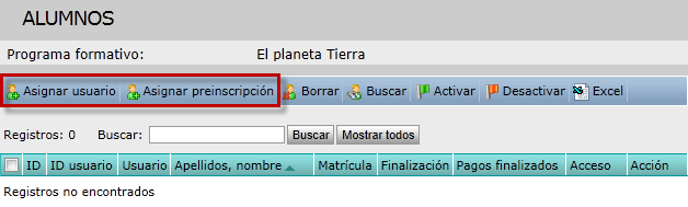 Asignar alumnos