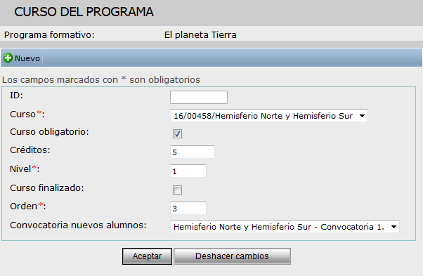 Curso del programa
