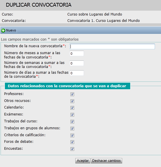 Duplicar convocatoria