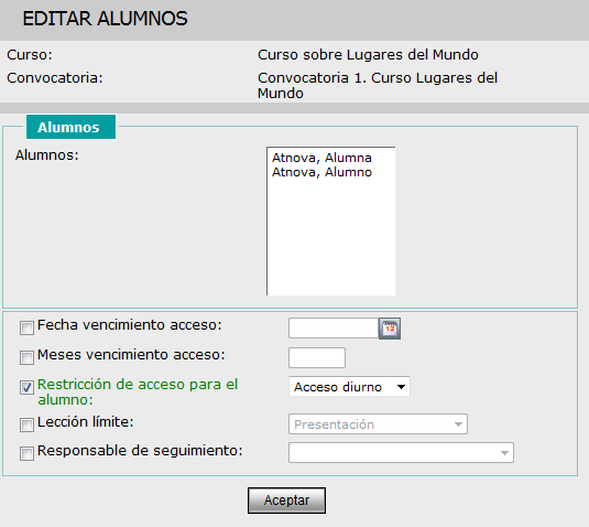 Editar alumnos