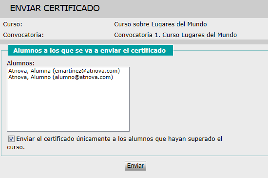 Enviar certificados