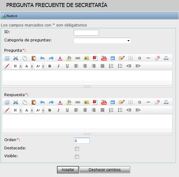 Nueva pregunta frecuente