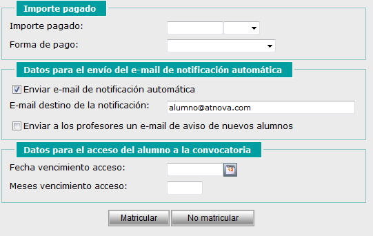Finalizar preinscripción convocatoria
