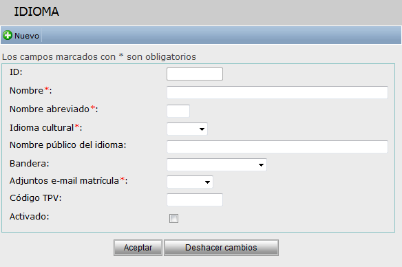 Nuevo idioma