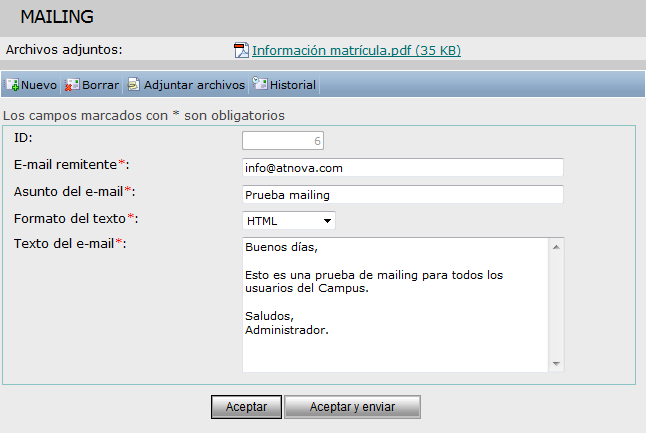 Nuevo mailing