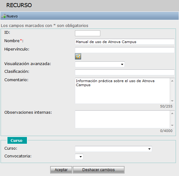 Nuevo recurso