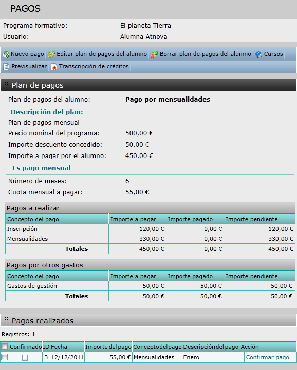 Pagos realizados