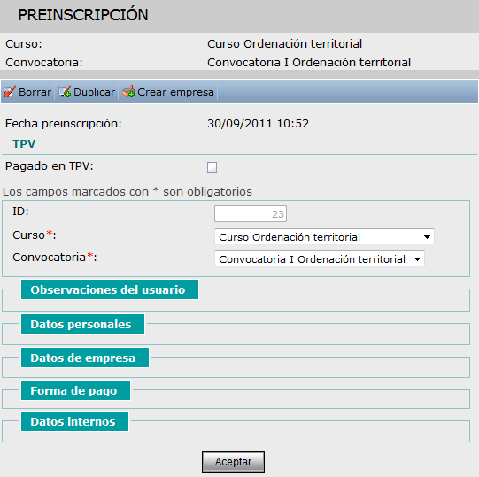 Preinscripcion