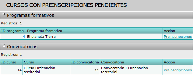 Preinscripciones