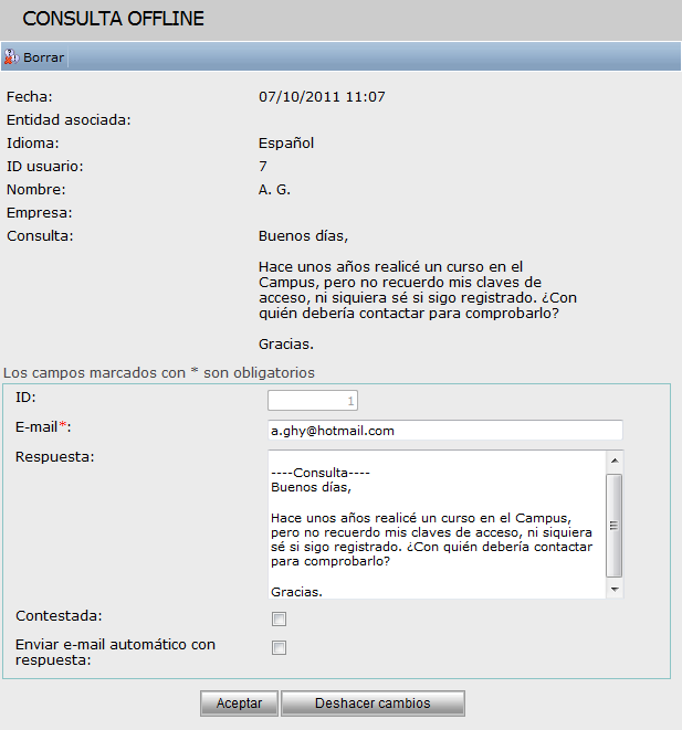 Responder consulta offline