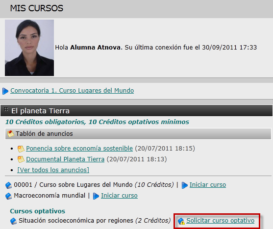Solicitud curso optativo