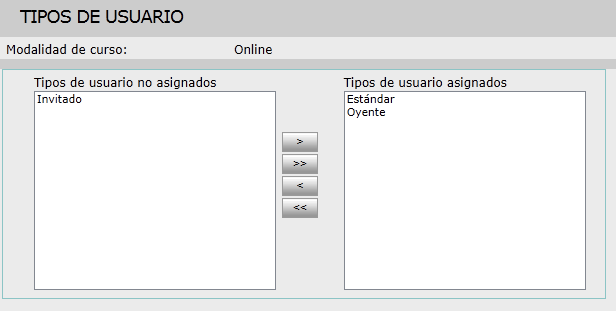 Tipos usuario modalidades