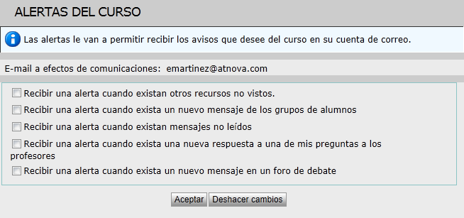 Alertas del alumno