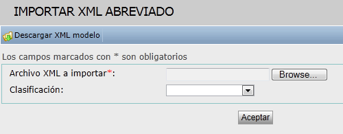 Importar XML abreviado
