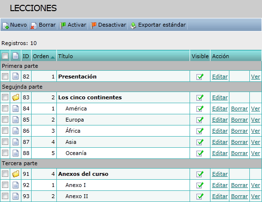Lecciones principales