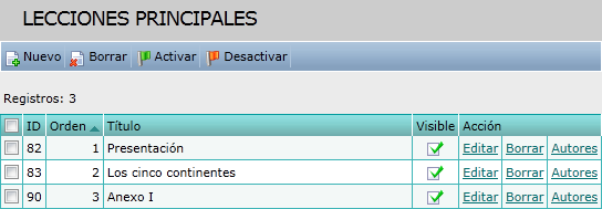 Lecciones principales