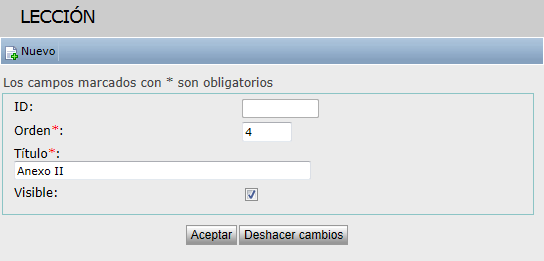 Nueva lección