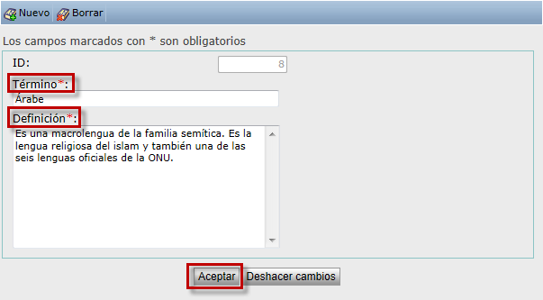 Nuevo término