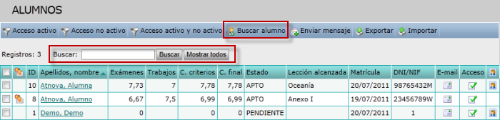 Búsqueda alumnos