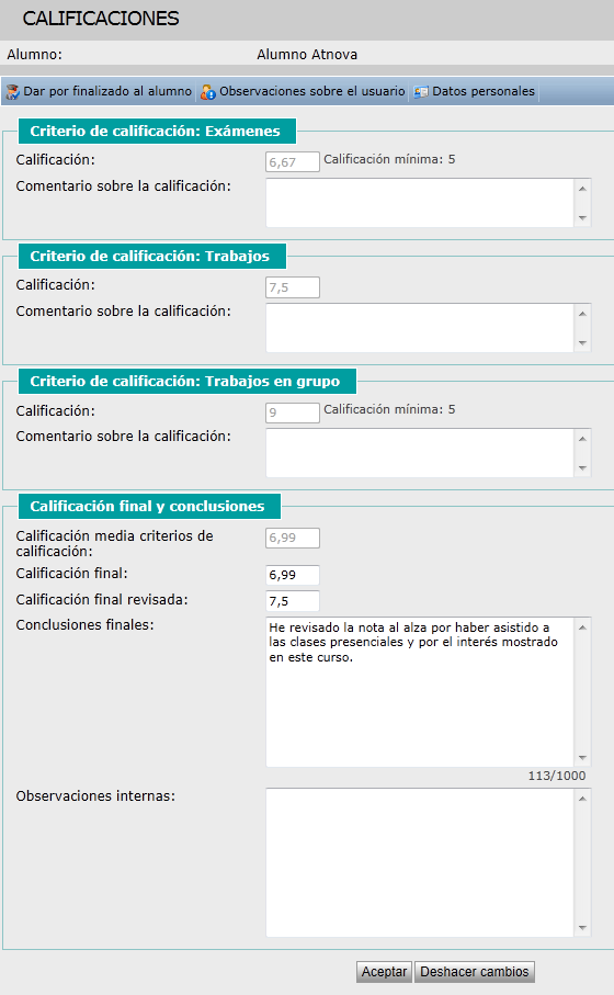 Calificaciones