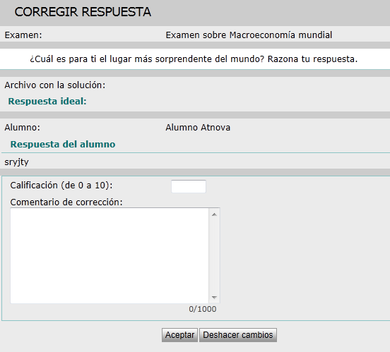 Corregir respuesta