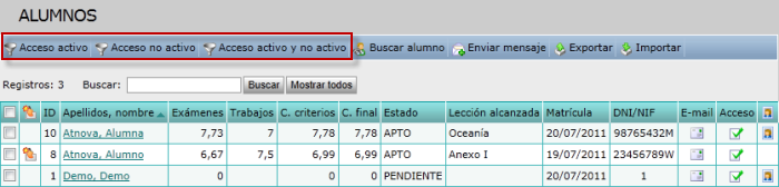 Evaluación alumnos