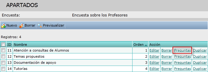 Nuevos apartados