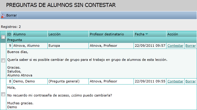 Preguntas sin contestar
